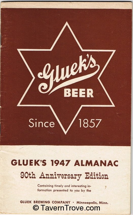 Gluek Beer 1947 Almanac