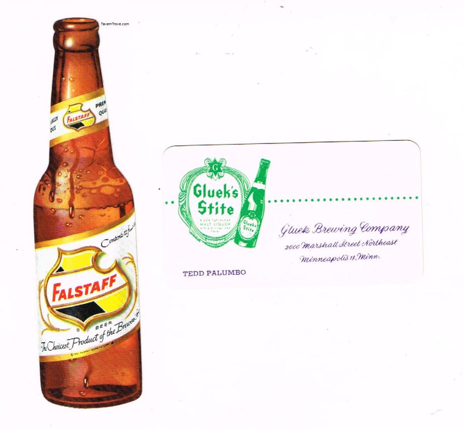 Gluek Stitle and Falstaff Beer Calling Cards Lot of Two Tedd Palumbo