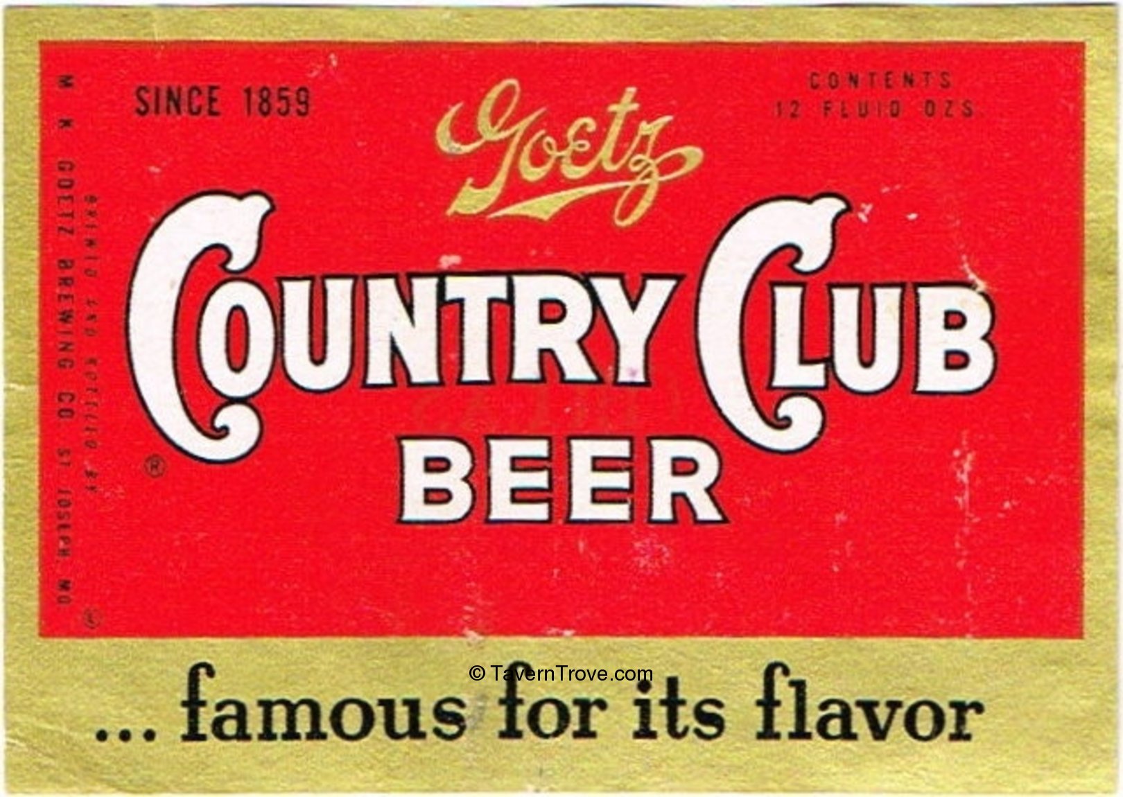 Item 84775 1950 Goetz Country Club Beer Label