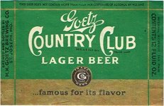 Goetz Country Club Lager Beer
