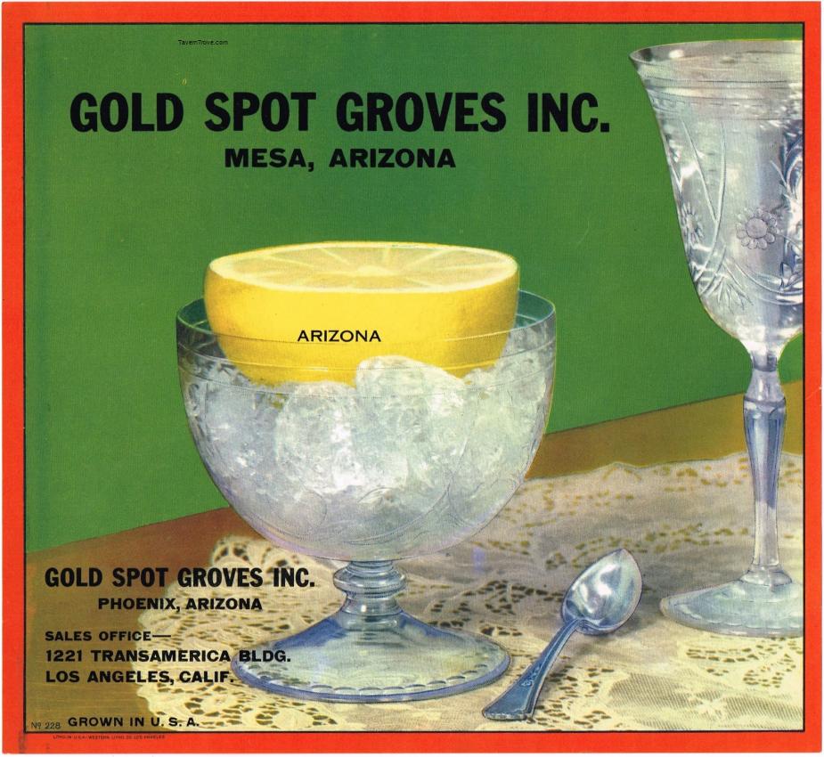 Gold Spot Groves Fruit Crate Label Mesa Arizona
