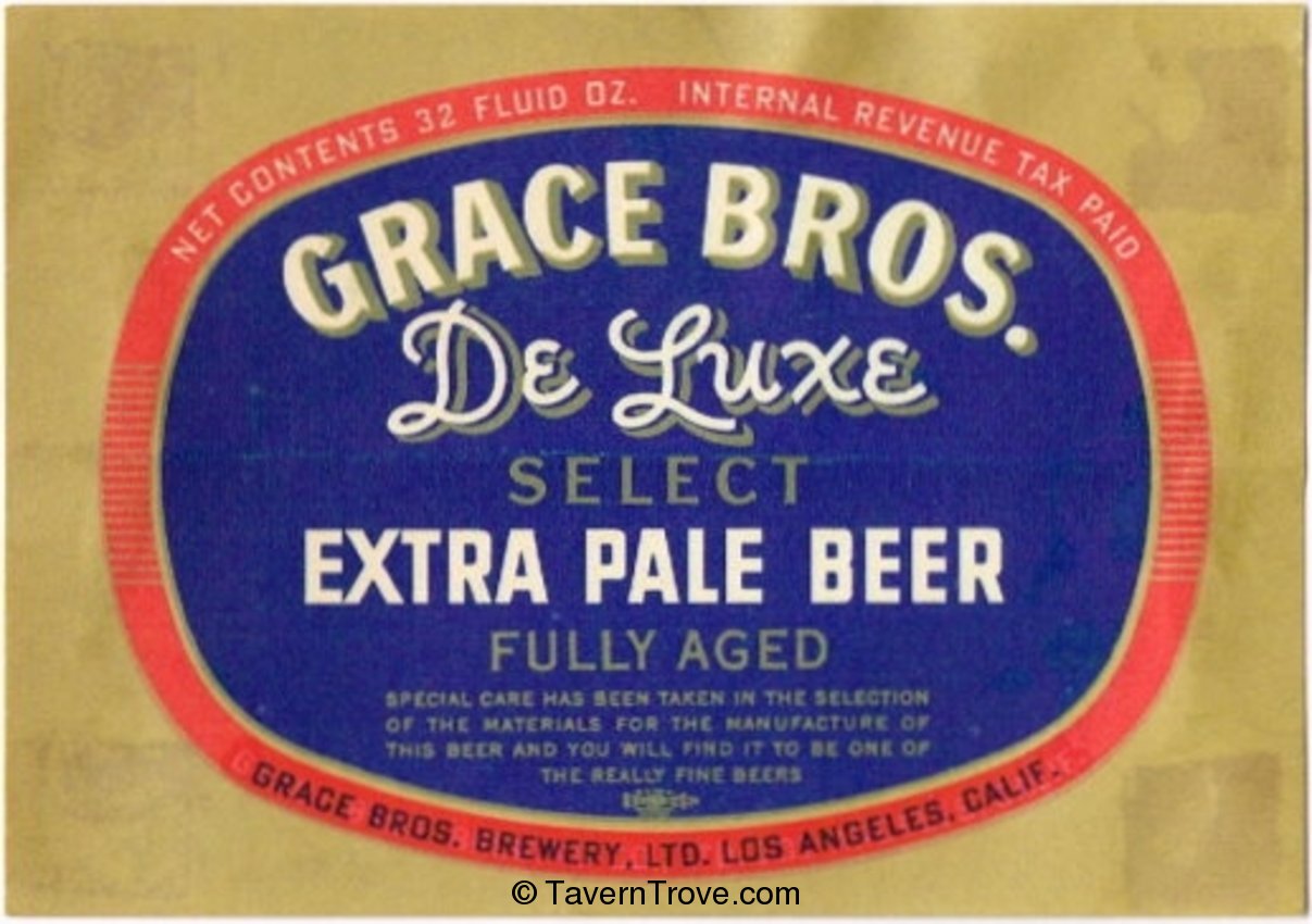 Grace Bros. De Luxe Extra Pale Beer