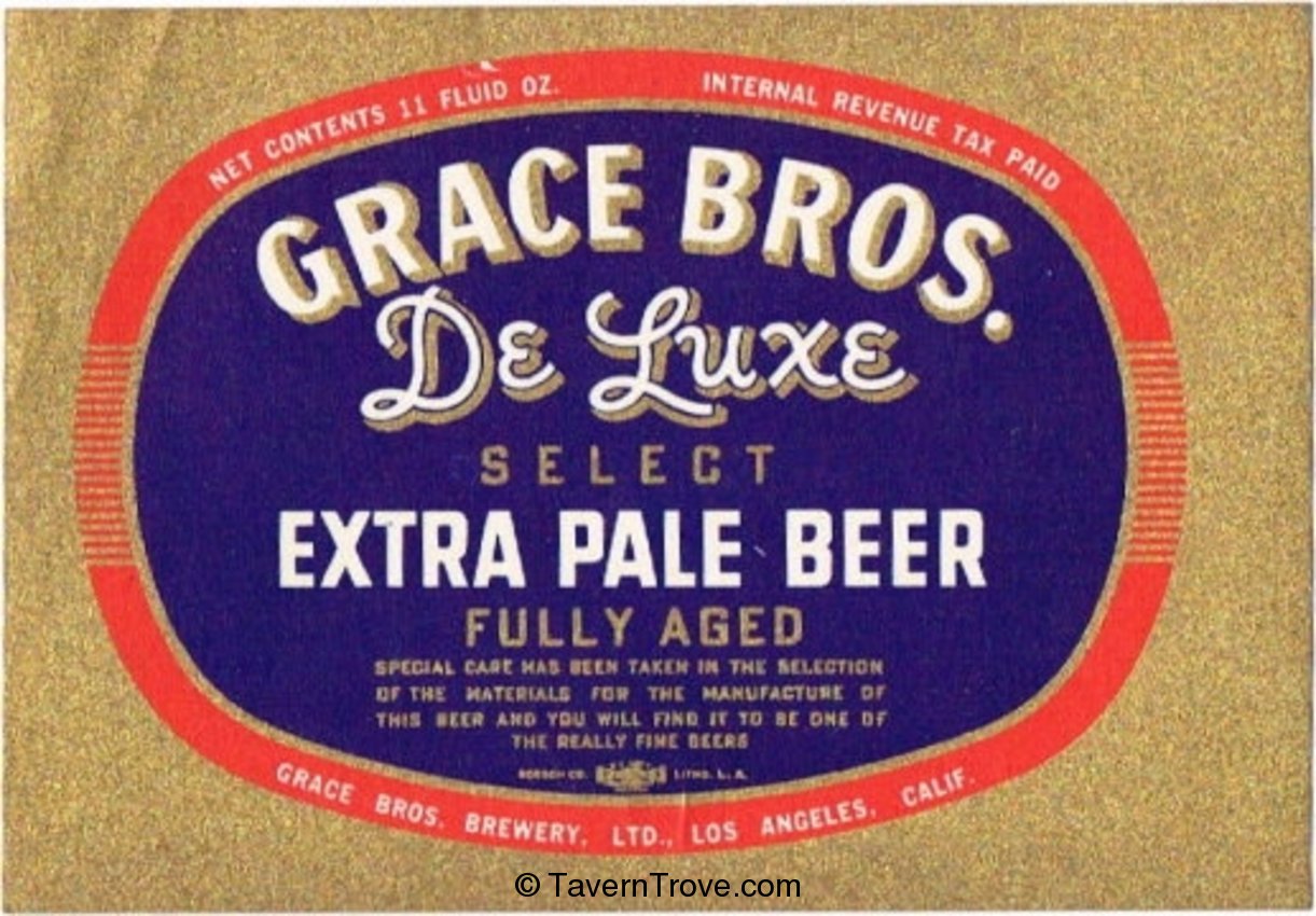 Grace Bros. De Luxe Extra Pale Beer
