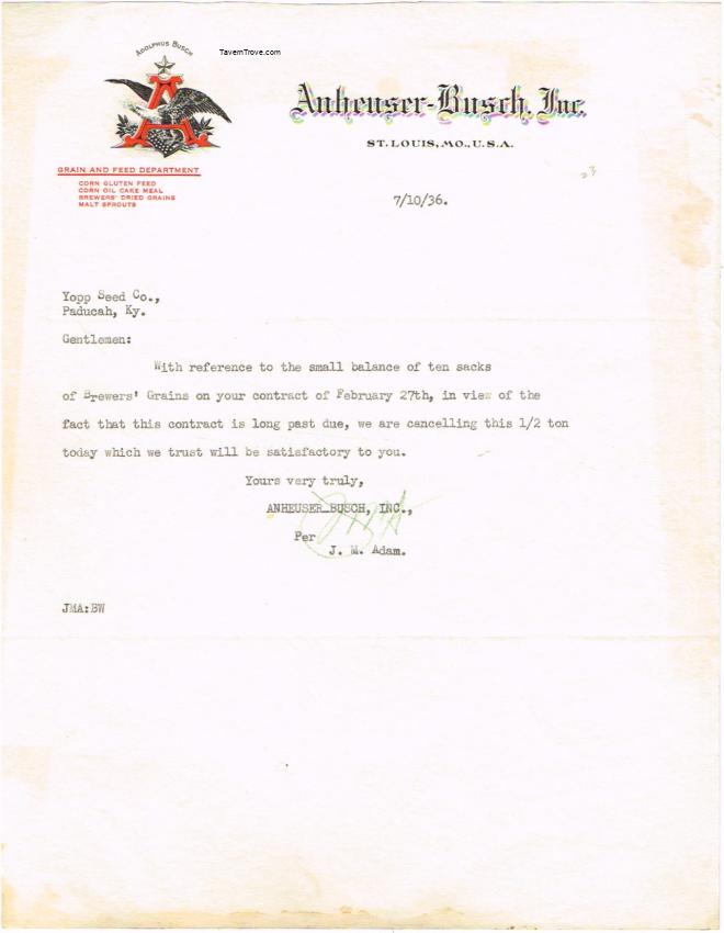 Grain and Feed Department Letterhead
