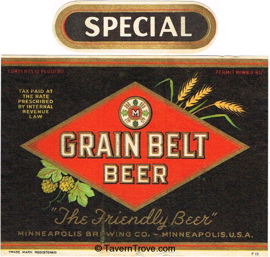 Item 100369 1938 Grain Belt Beer Label CS9111