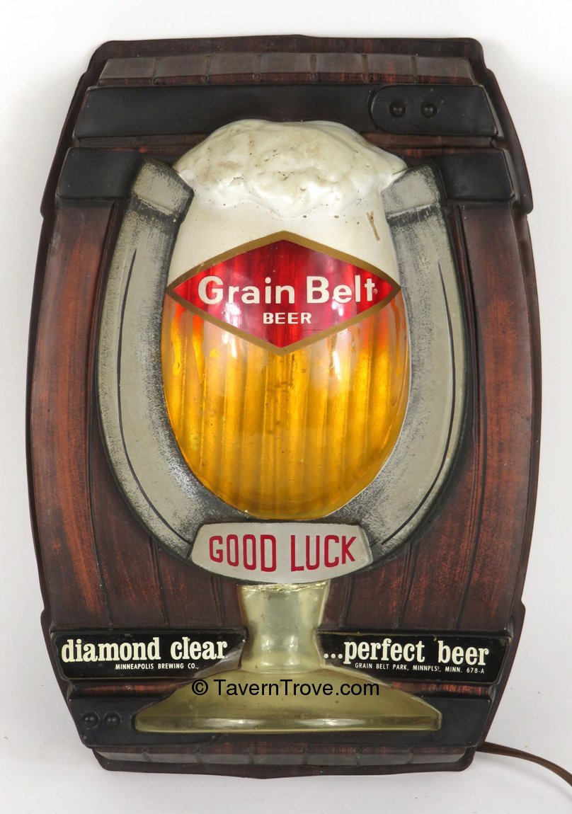 Item 95350 1967 Grain Belt Beer Horseshoe Bubbler Sign Sign