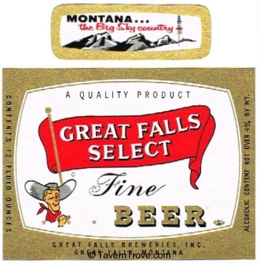 Item 65948 1955 Great Falls Select Beer Label