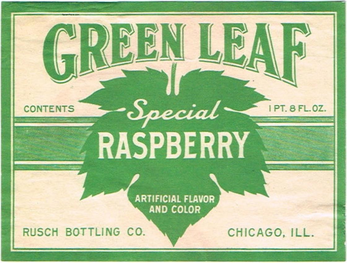 Green Leaf Raspberry Soda Rusch Bottling Chicago Illinois