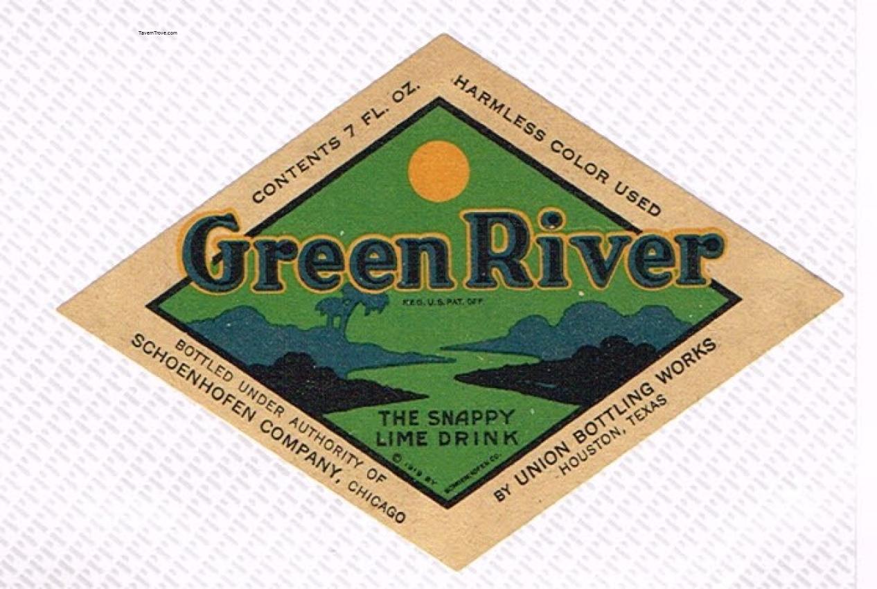 Green River Snappy Lime Drink Union Bottling Houston Texas