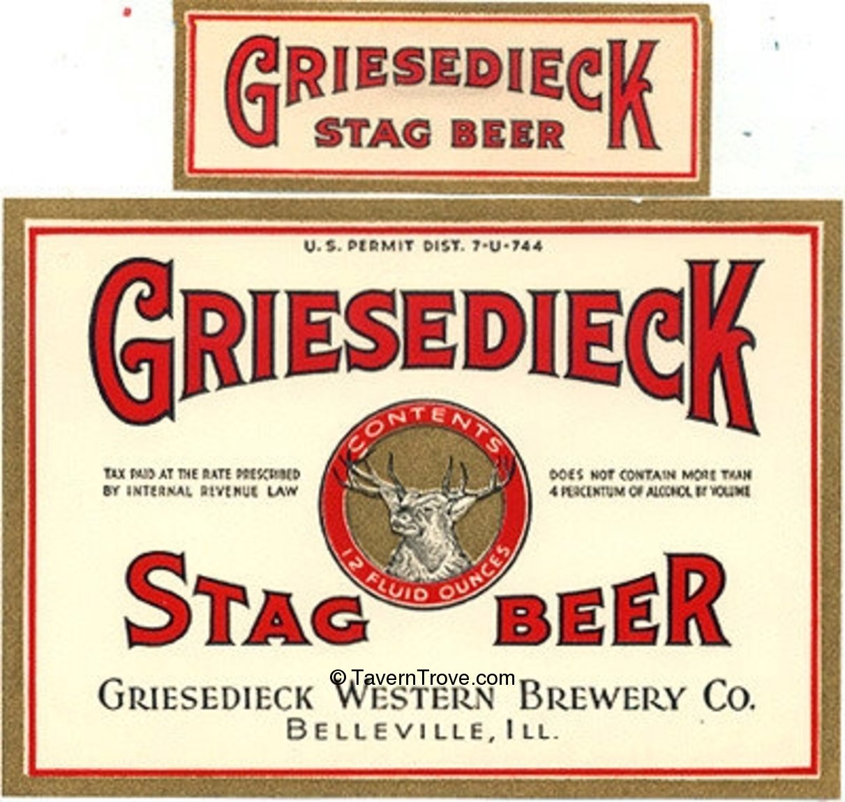 Item 49717 1934 Griesedieck Stag Beer Label IL620