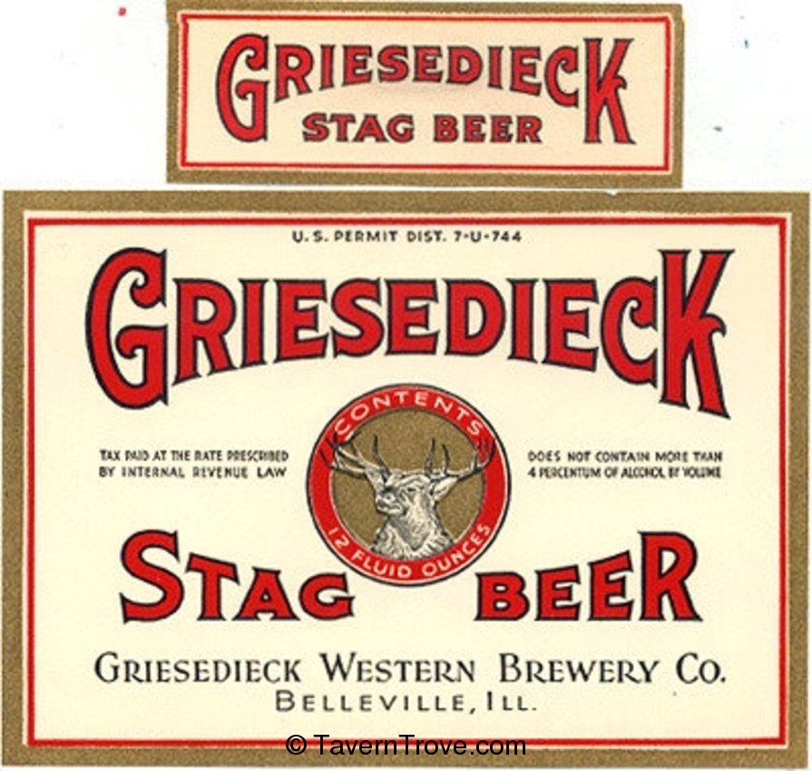 Item 49717 1934 Griesedieck Stag Beer Label IL620