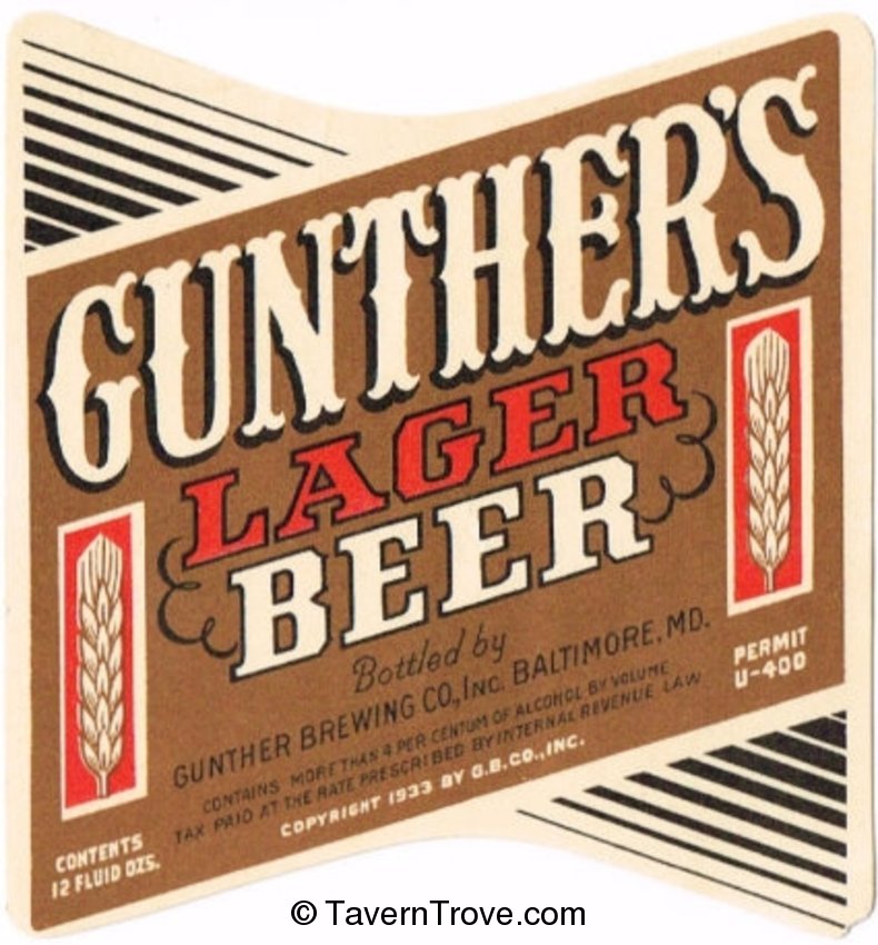 Gunther's Lager Beer