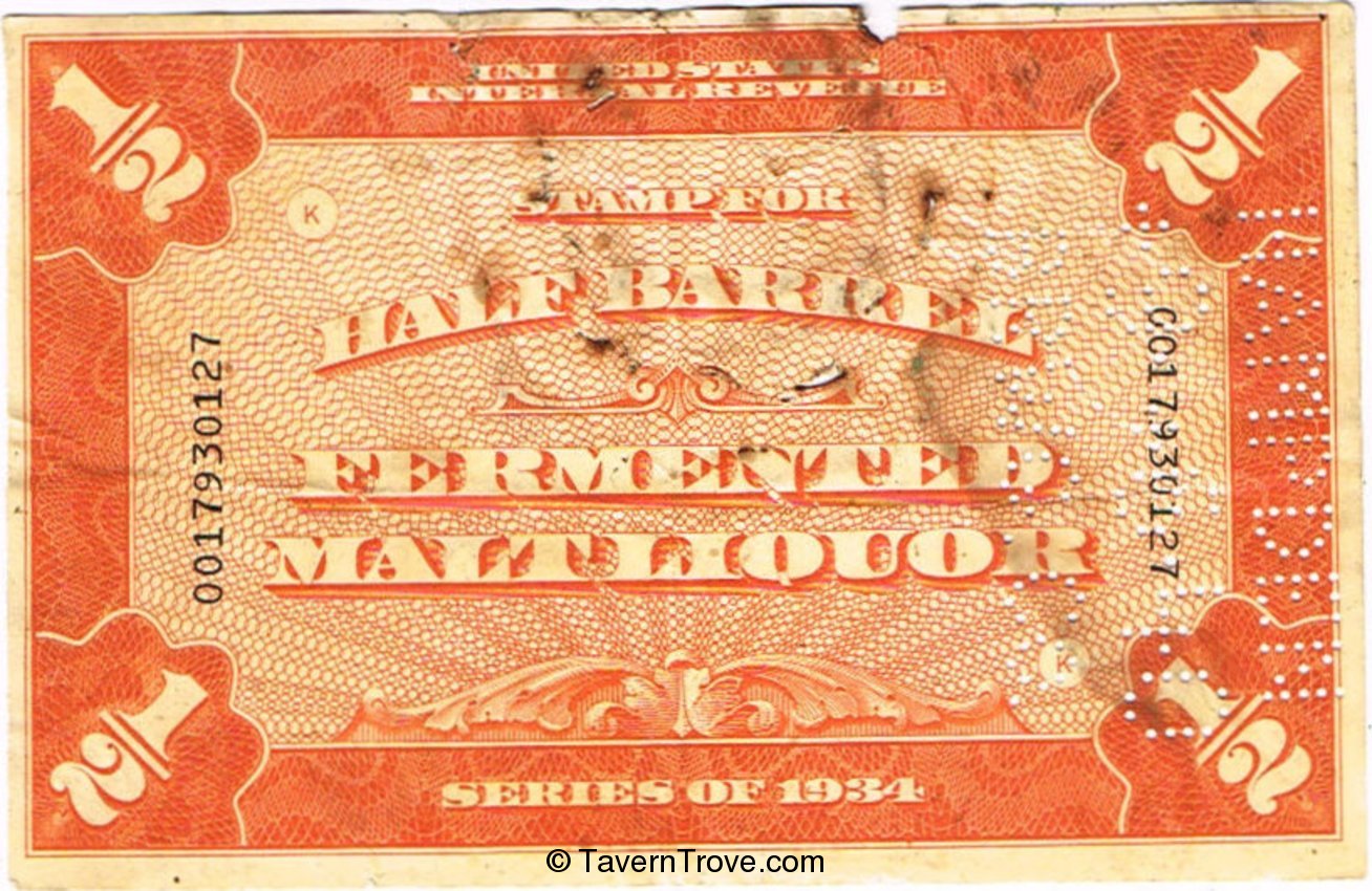 Half Barrel Internal Revenue Tax Stamp