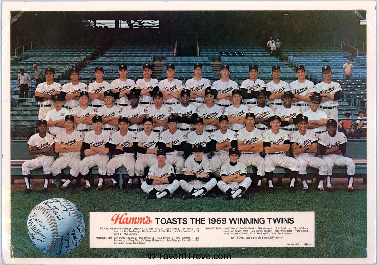 Hamm's Beer 1969 Twins Baseball Poster