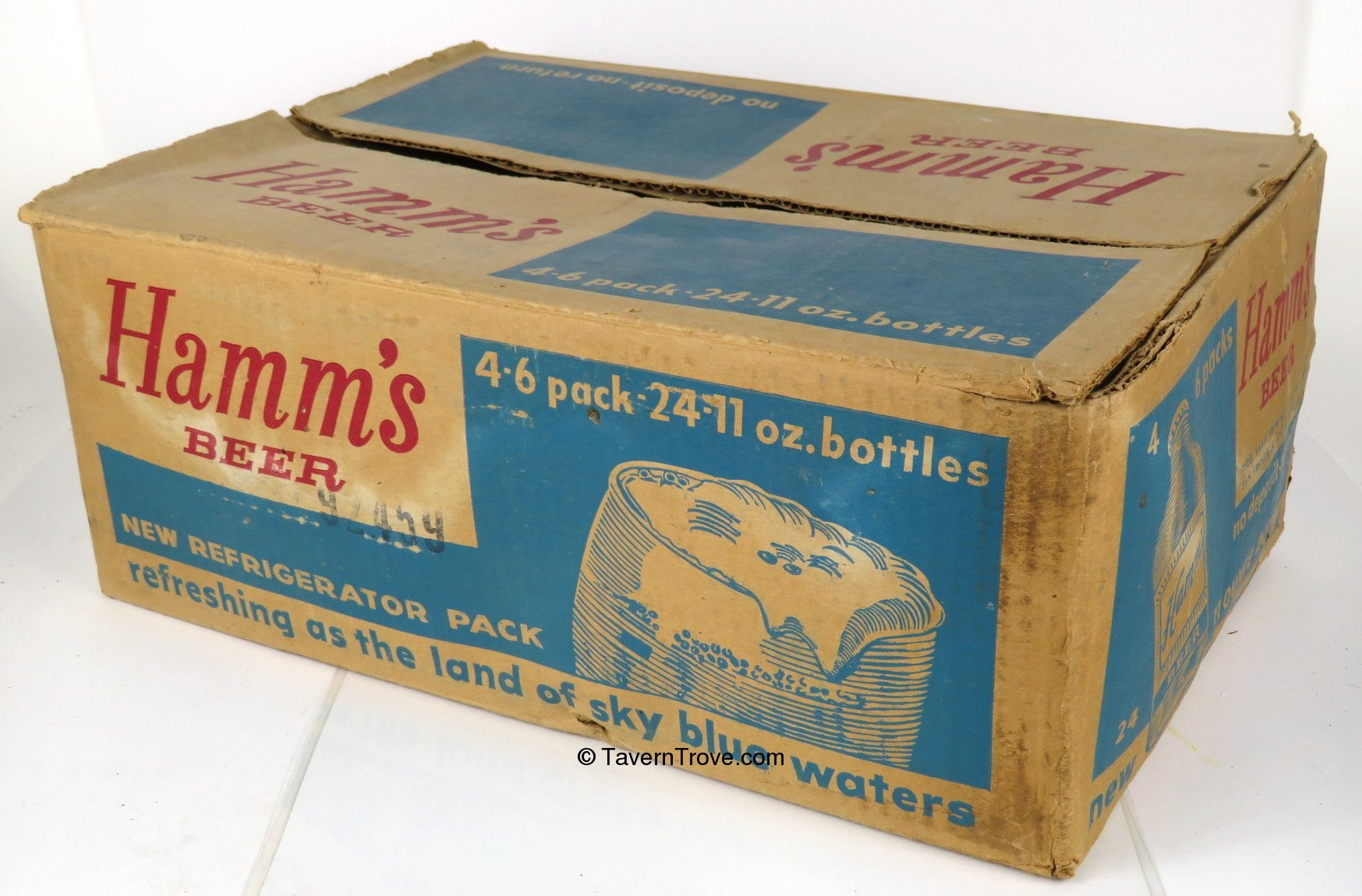Item 94928 1956 Hamm's Beer 24 NDNR 11oz bottle Box Case Box