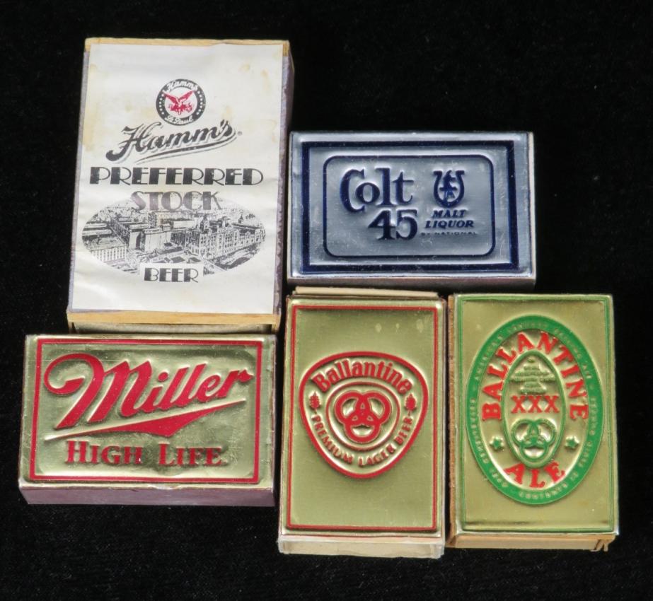 Hamm's Ballantine Miller Colt 45 Beer Matchboxes Lot of Five