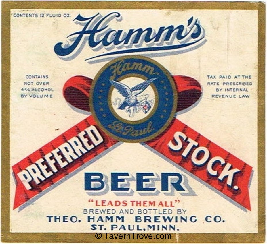 Hamm's Preferred Stock Beer