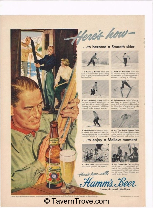 Hamm's Preferred Stock Beer Smooth Skier
