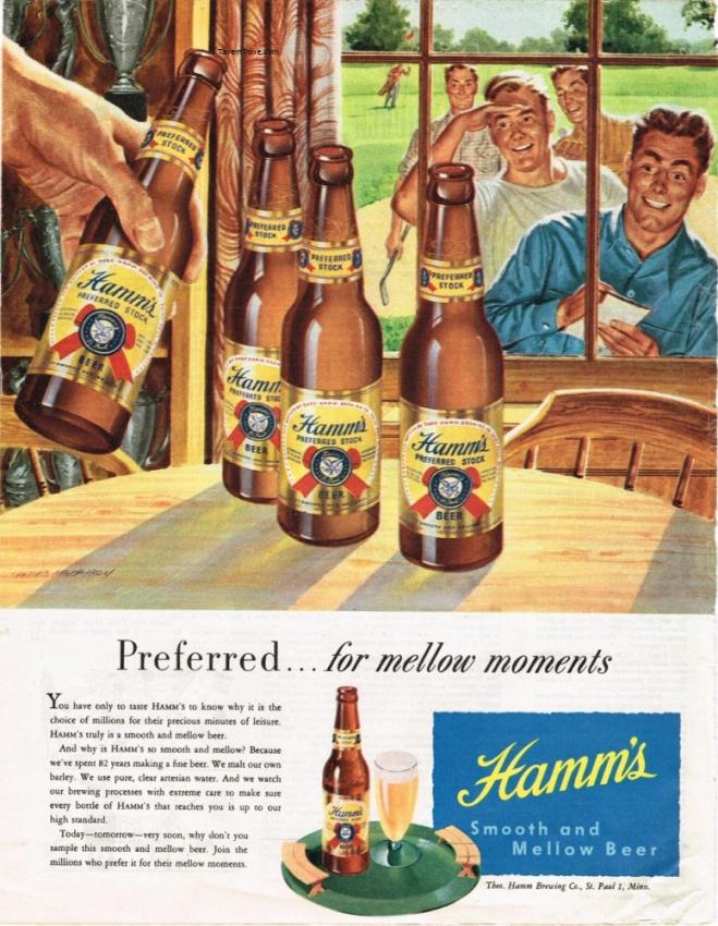 Hamm's Preferred Stock Beer Golfers In Window
