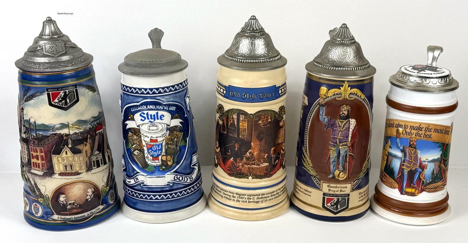 Heileman Brewery lot of Five Lidded