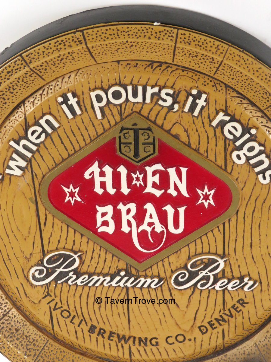 Item 6181 1962 HiEnBrau Beer Barrel End Chalk Plaster sign