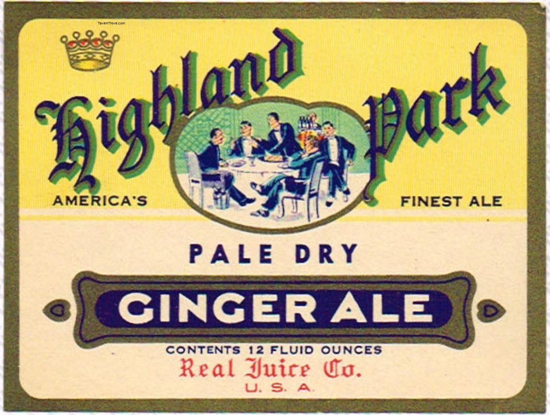 Highland Park Ginger Ale Real Juice Co. Waco Texas 12oz