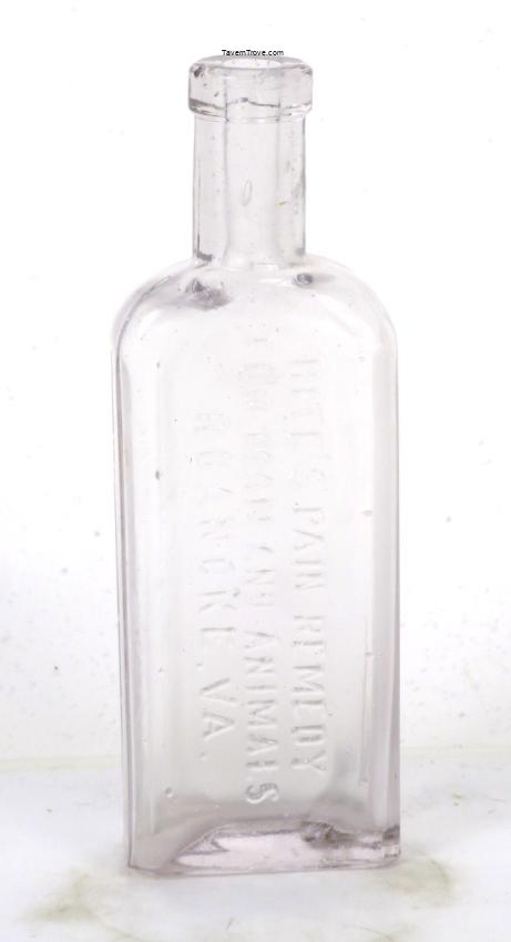 Hite's Pain Remedy For Man & Animals Roanoke Virginia Patent Medicine Bottle