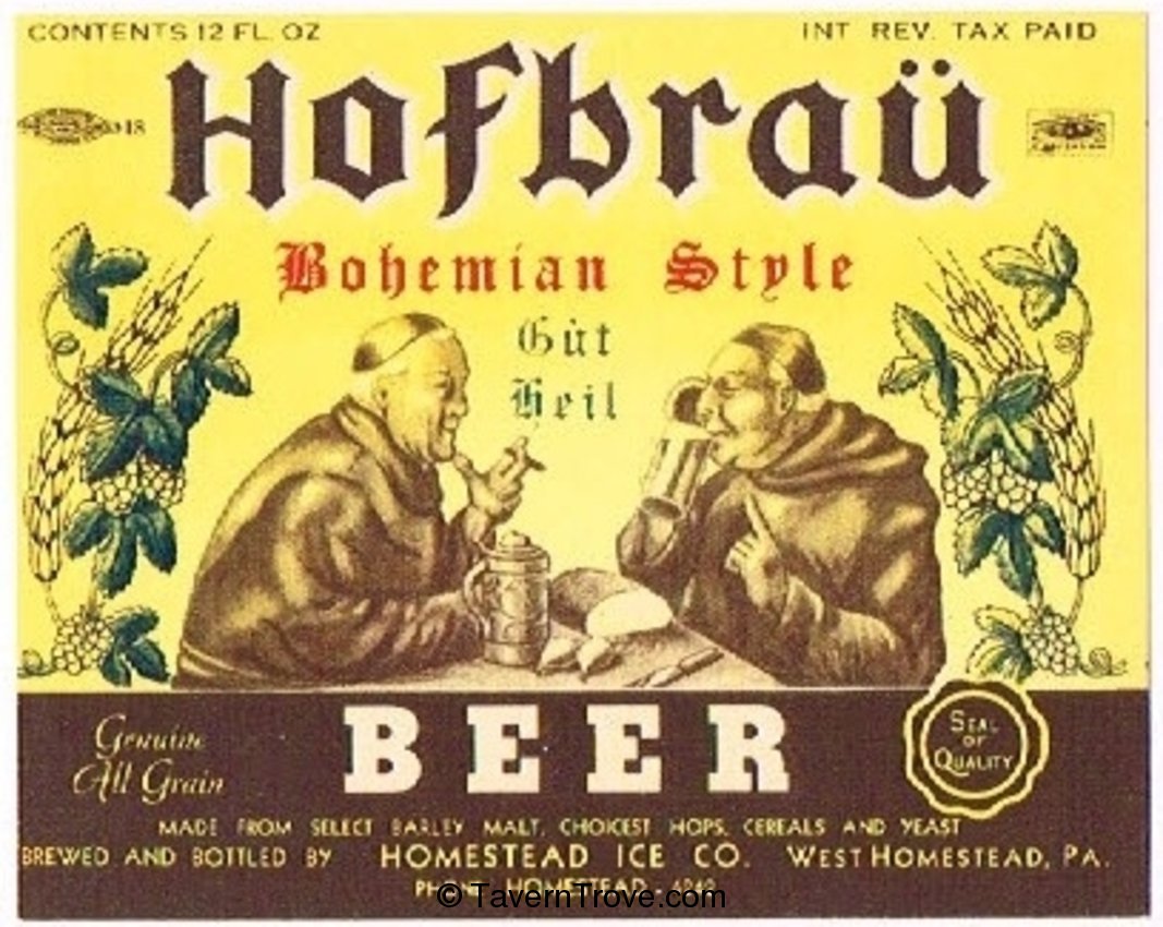 Item 23905 1937 Hofbrau Bohemian Style Beer Label PA12016