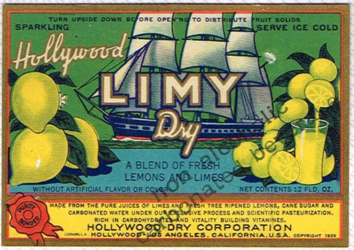 Hollywood Limy Dry Lemon Soda Los Angeles California 12oz