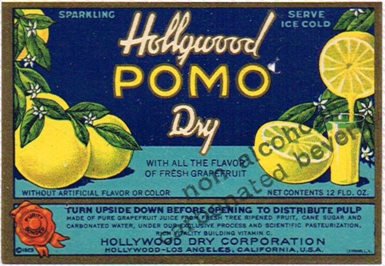 Hollywood Pomo Dry Grapefruit Soda Los Angeles California 12oz