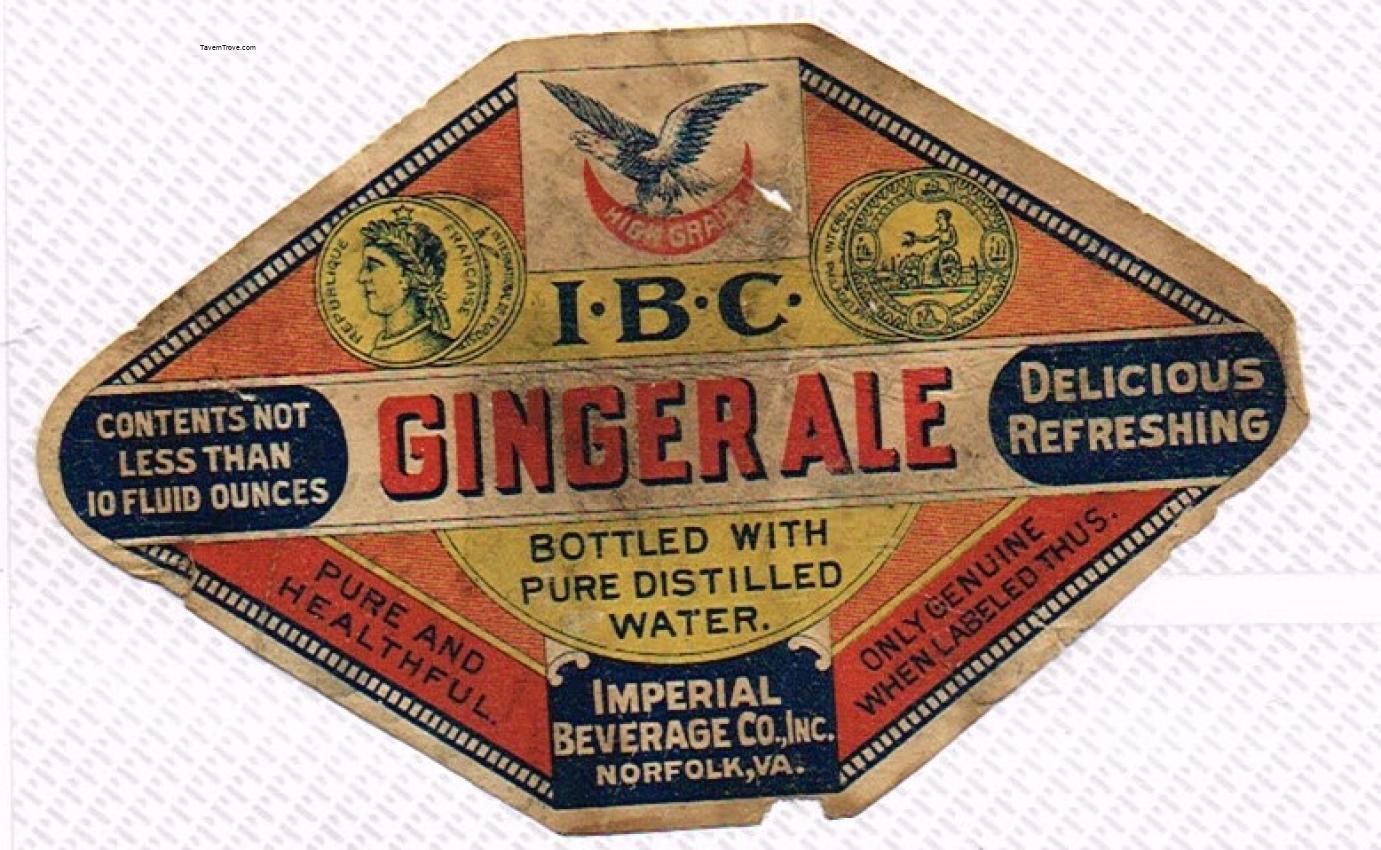 IBC Ginger Ale Imperial Beverage Co. Noorfolk Virginia 10oz