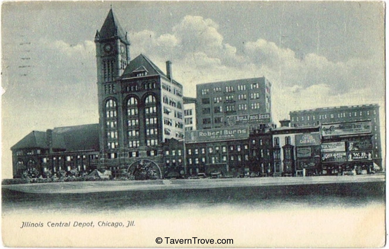 Bull Frog Beer Billboard at Illinois Central Depot