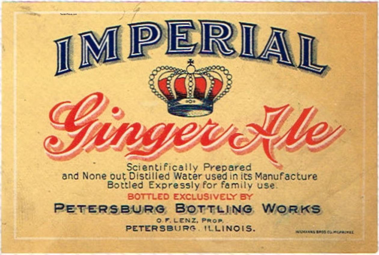 Imperial Ginger Ale Otto.F. Lenz Petersburg Bottling Works Illinois