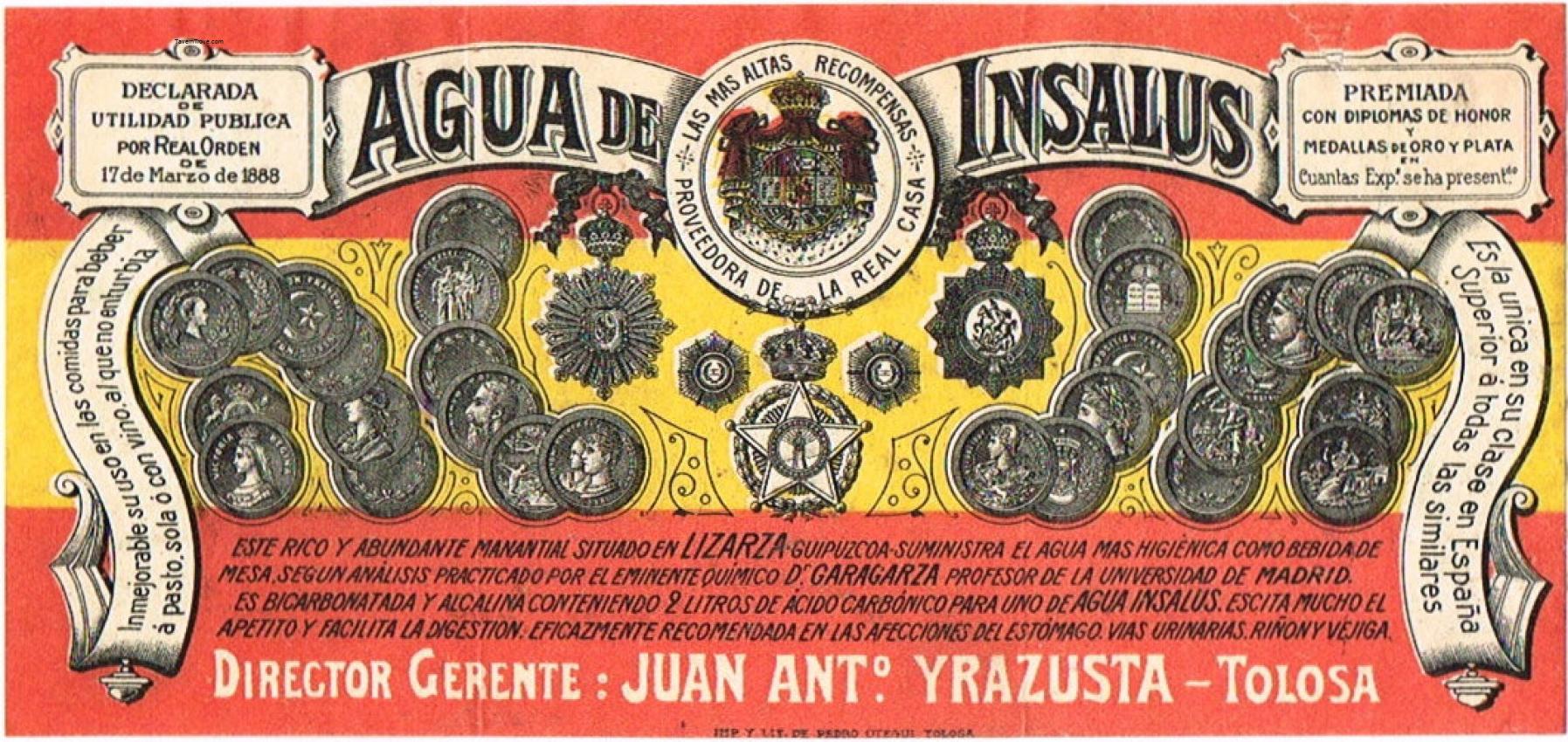 Insalus Mineral Water Juan Yrazusta Tolosa Spain
