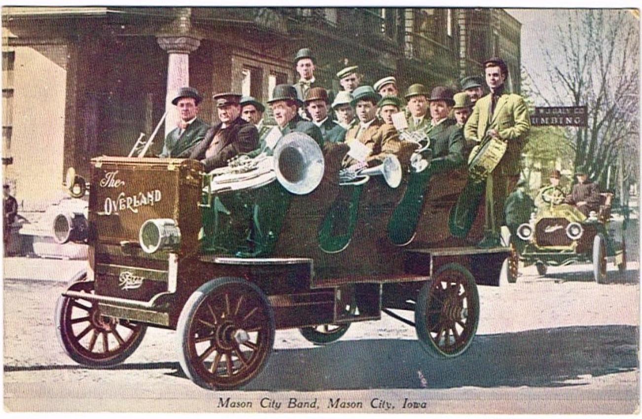 Iowa Mason City Band in Overland Automobile Jitney