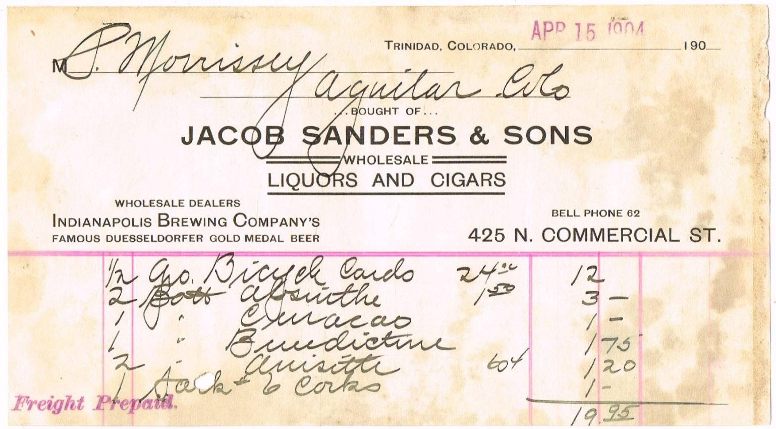 Jacob Sanders and Sons (Indianapolis Brewing Co. Agents)