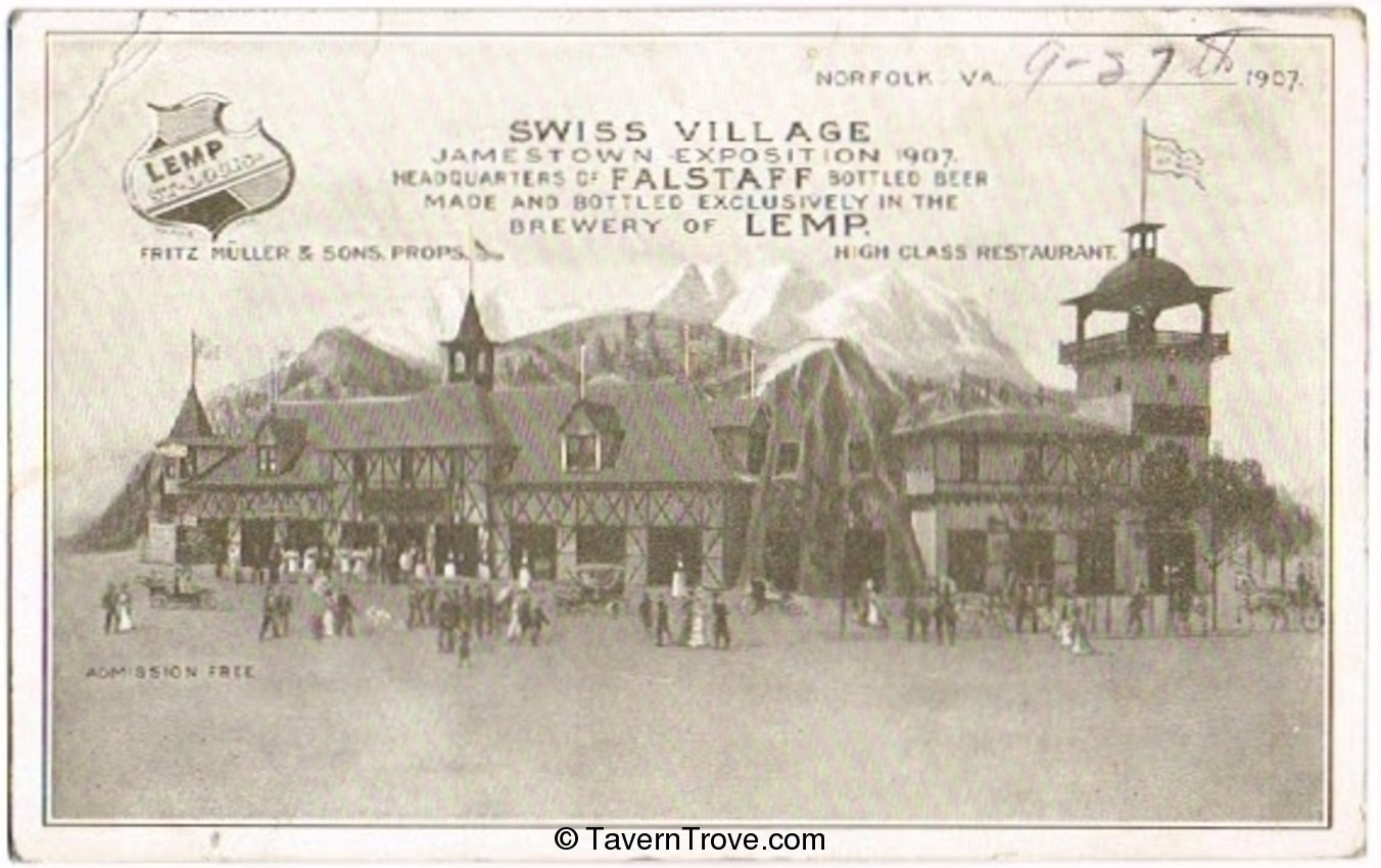 Lemp Beer Swiss Village at the Jamestown Exposition (b&w)
