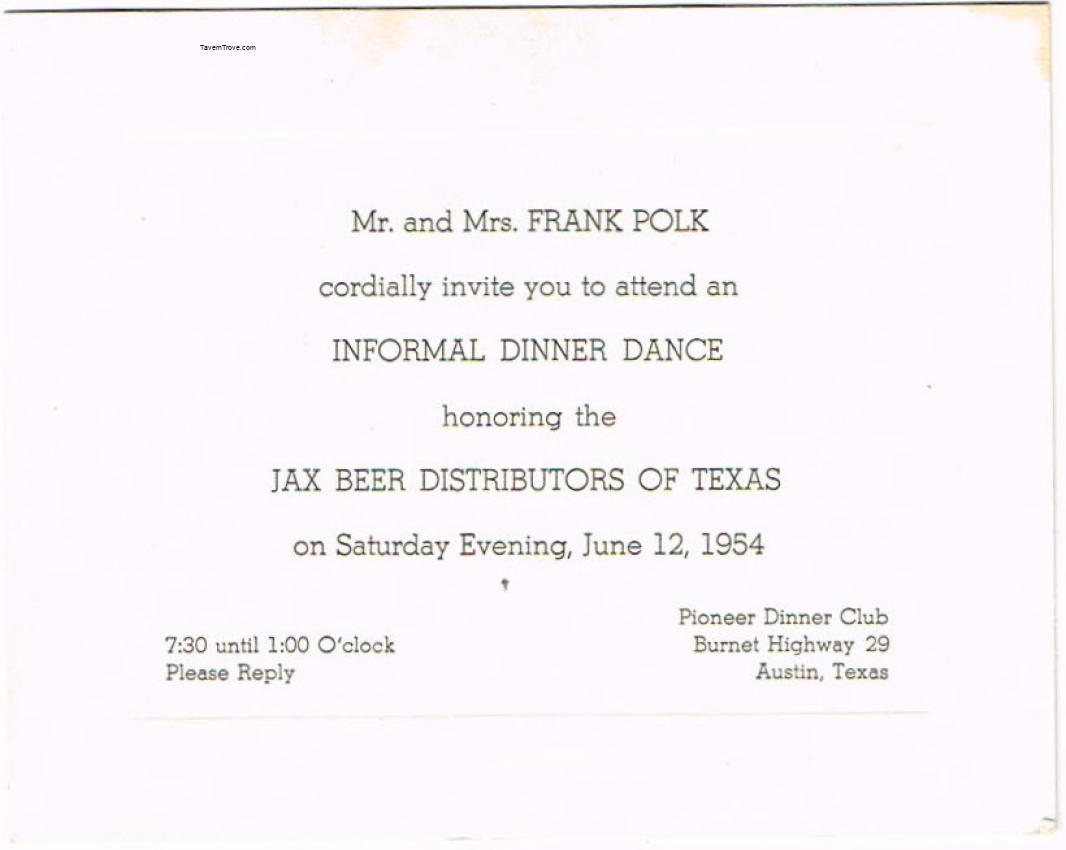 Jax Beer Distributors Of Texas Invitation