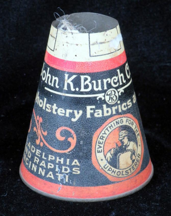 John K. Burch Upholstery Tack Tin Cone