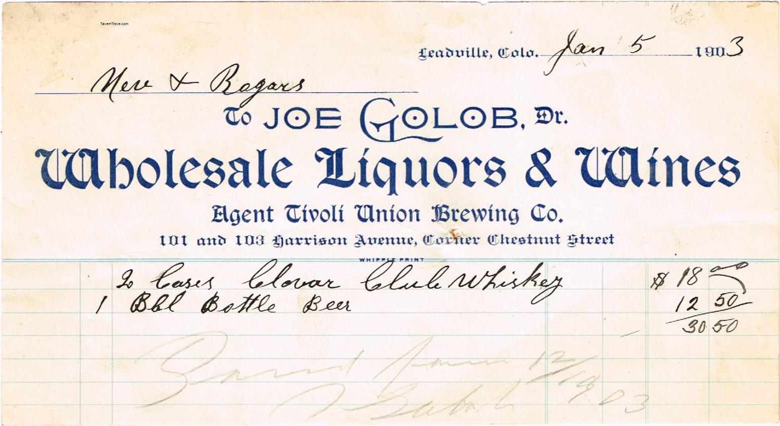 Joseph Golob (Agent for Pabst & Tivoli Union Breweries)