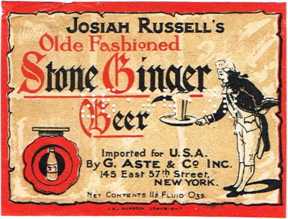 Josiah Russel's Stone Ginger Beer G. Aste New York
