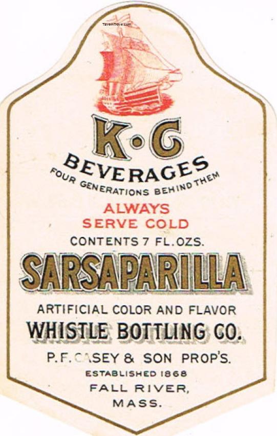 K-C Beverages Sarsaparilla Whistle P. F. Casey Fall River Massachusetts
