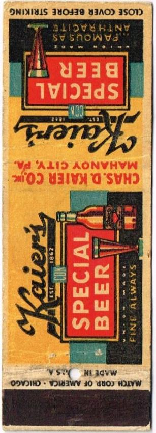 Kaier's Special Beer (bottle on reverse) Dupe