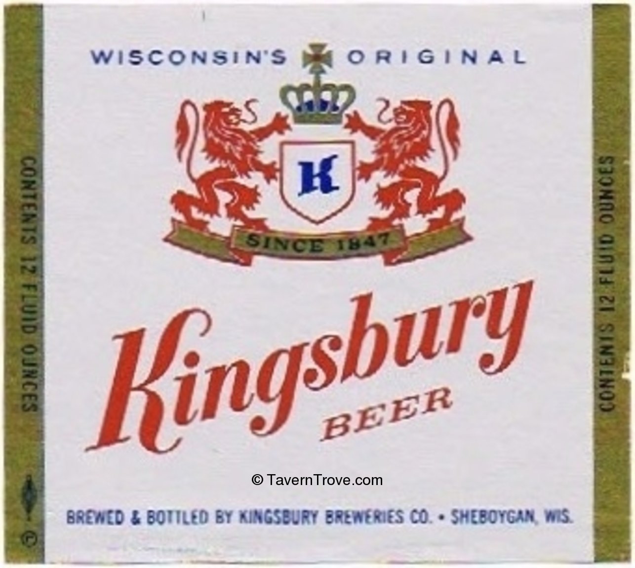 Item #69198 1962 Kingsbury Beer Label WI458