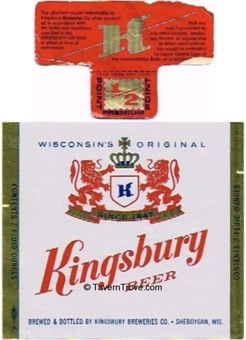 Item #69200 1965 Kingsbury Beer Label WI458