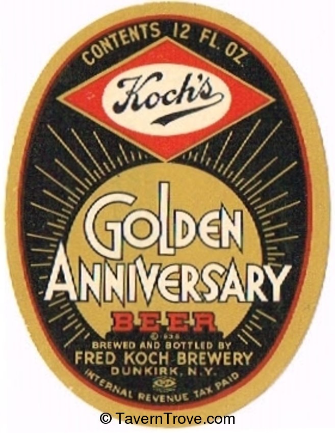 Item 19082 1940 Koch s Golden Anniversary Beer Label NY22 11 Item 19082 1940 Koch s Golden Anniversary Beer Label NY22 11