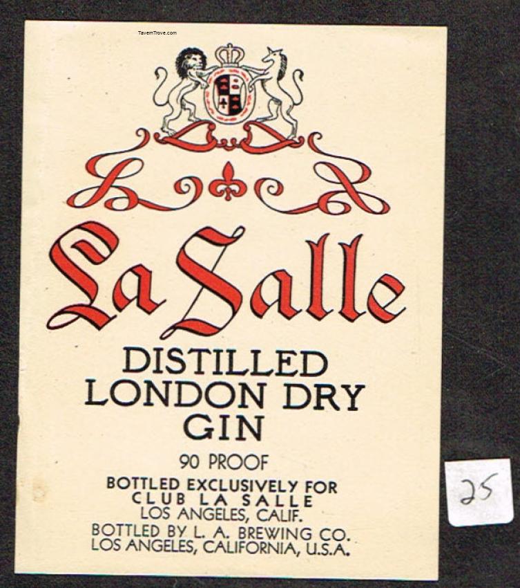 La Salle Gin Liquor Label Los Angeles Brewing Co. California