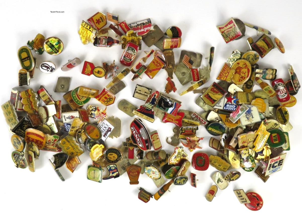Large Lot of Beer Brewery pins Miller Heineken Budweiser Coors