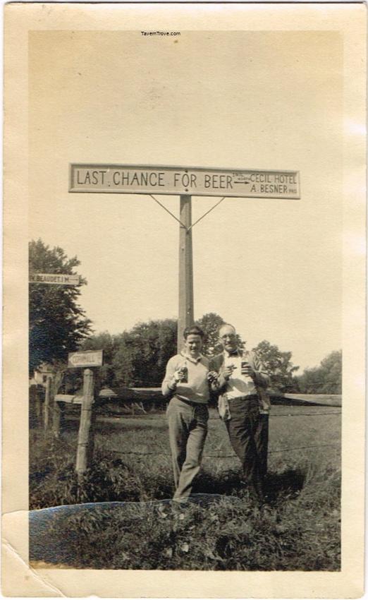 Last Chance For Beer Sign Men Drinking Frontenac Beer