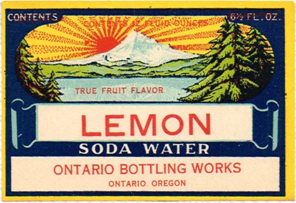 Ontario Bottling Works Lemon Soda Water Oregon 12oz